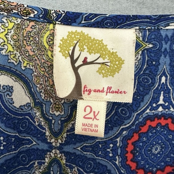 Fig and Flower Women Top Plus 2X Floral Tunic Patch Pockets Retro Classic Casual - Picture 13 of 16